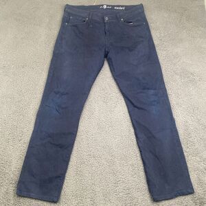 7 For All Mankind Standard Jeans Mens 33 (36x30) Blue Stretch Stained